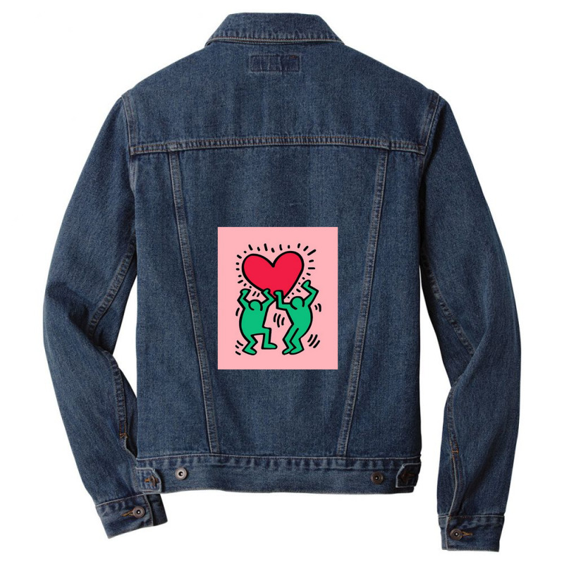 Heart Red And Two People Men Denim Jacket | Artistshot