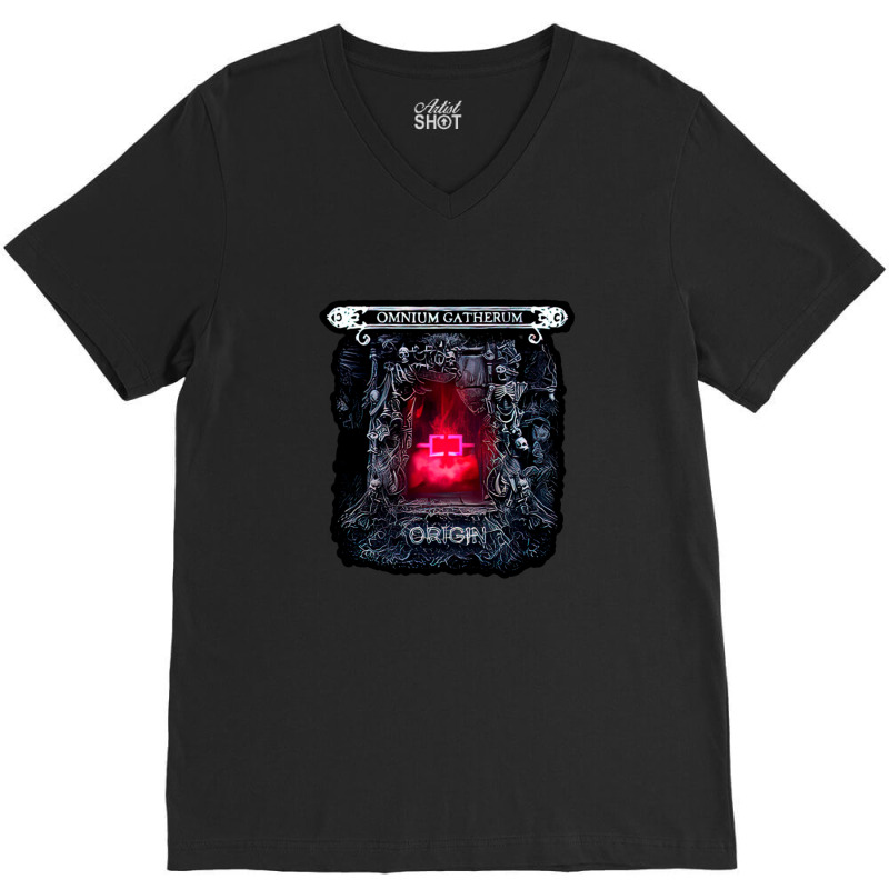 Spooky Skull Red Hell Gate V-Neck Tee by udezeKabaz | Artistshot