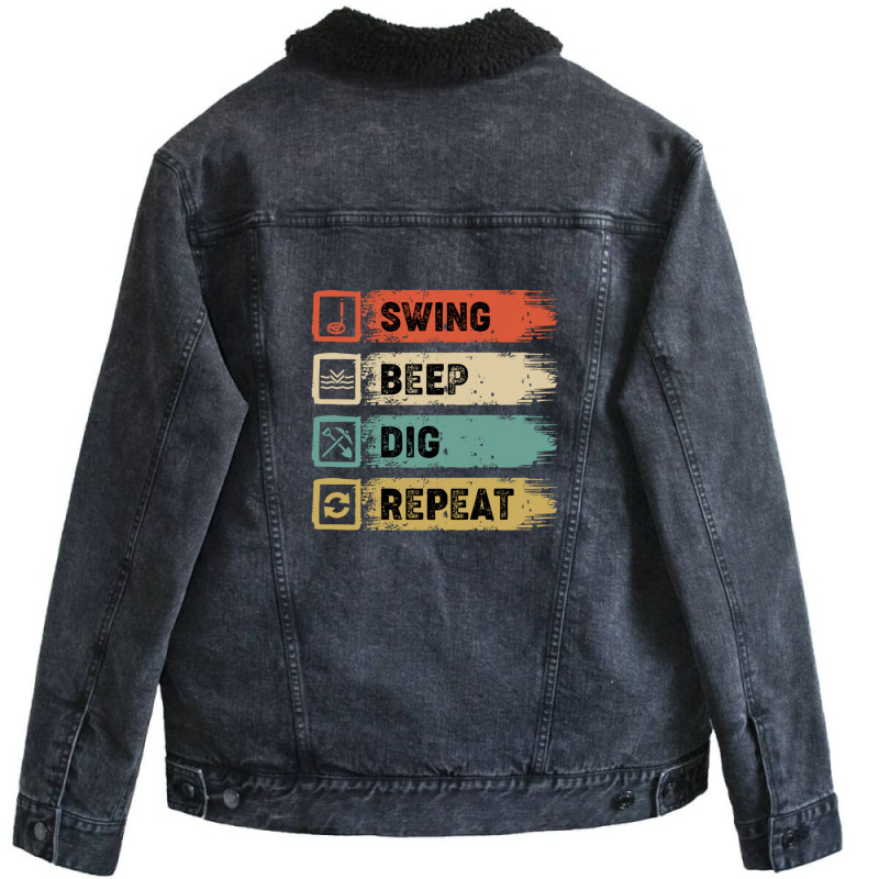 Swing Beep Dig Repeat Metal Detecting Design Unisex Sherpa-Lined Denim Jacket by PatrickTBrooks | Artistshot