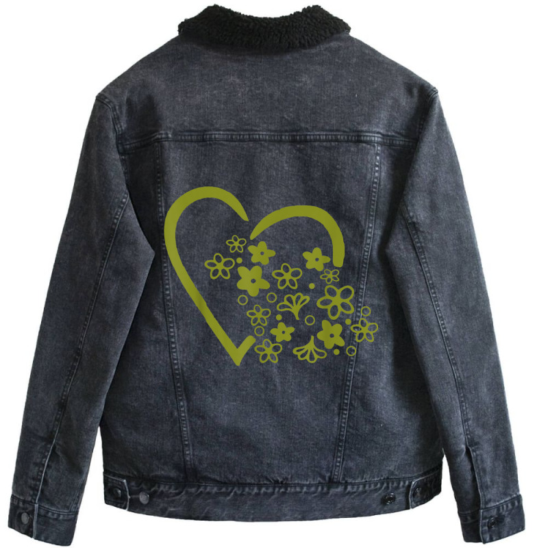 Daisy Spring Blossom Heart Vintage Pyrex (green) T Shirt Unisex Sherpa-lined Denim Jacket | Artistshot