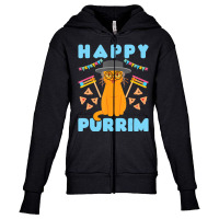 Happy Purim Jewish Holiday Cat Hamantash Men Women Kids Youth Zipper Hoodie | Artistshot