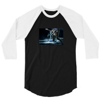 Thunder Bass Player - Bass Player In Storm Waves 3/4 Sleeve Shirt | Artistshot