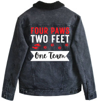 Dog Agility Four Paws Two Feet One Team Unisex Sherpa-lined Denim Jacket | Artistshot