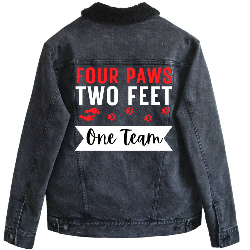 Dog Agility Four Paws Two Feet One Team Unisex Sherpa-Lined Denim Jacket by andeekngueloc | Artistshot