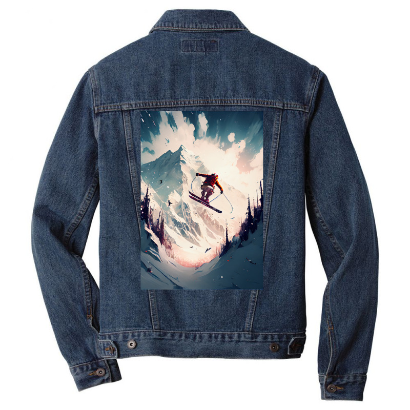 Explosive Ski Jump 11 Men Denim Jacket by andeekngueloc | Artistshot