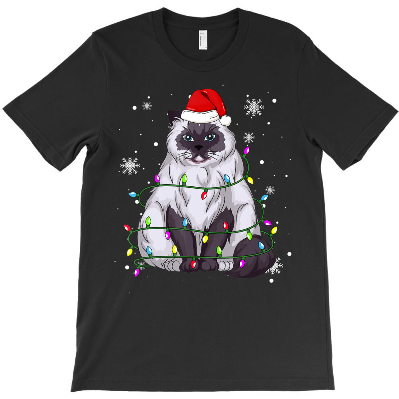 Himalayan Cat Christmas Light Christmas Cat Santa Hat T-shirt | Artistshot