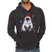 Himalayan Cat Christmas Light Christmas Cat Santa Hat Vintage Hoodie | Artistshot