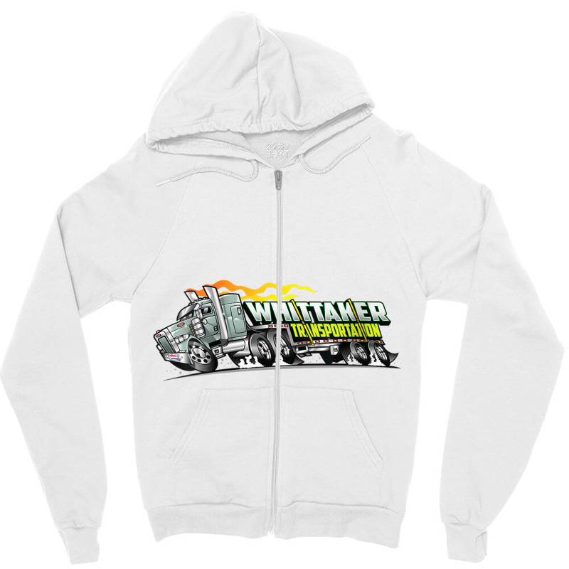 Womens Whittaker Transport Cartoon Over The Road Semi Truck V Neck T S Zipper Hoodie | Artistshot