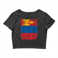 Faded Mongolian Flag, Distressed Flag Of Mongolia T Shirt Crop Top | Artistshot