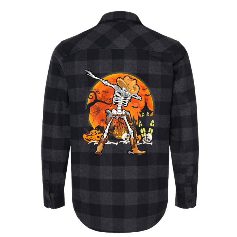 Happy Halloween Pumpkin Skeleton Dabbing Funny Flannel Shirt | Artistshot