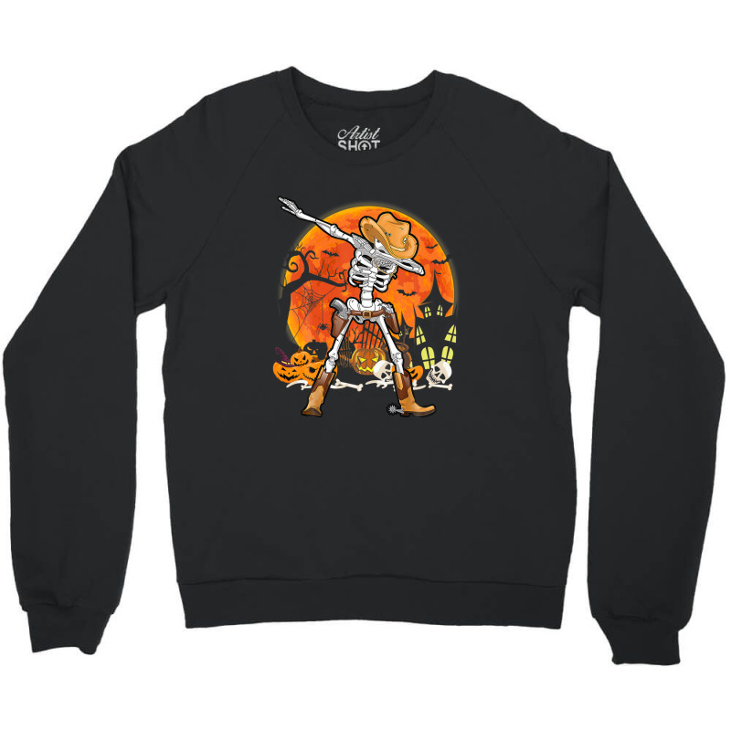 Happy Halloween Pumpkin Skeleton Dabbing Funny Crewneck Sweatshirt | Artistshot