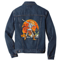 Happy Halloween Pumpkin Skeleton Dabbing Funny Men Denim Jacket | Artistshot