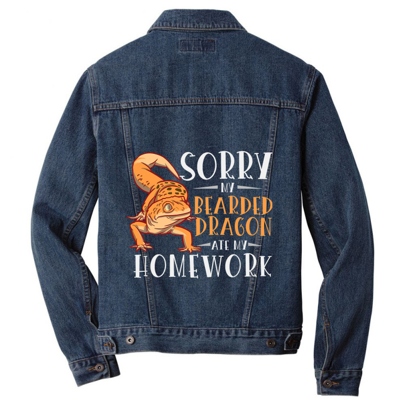 Sorry My Bearded Dragon Ate My Homework Funny (c) 1 Men Denim Jacket by XAVIERESPREE | Artistshot