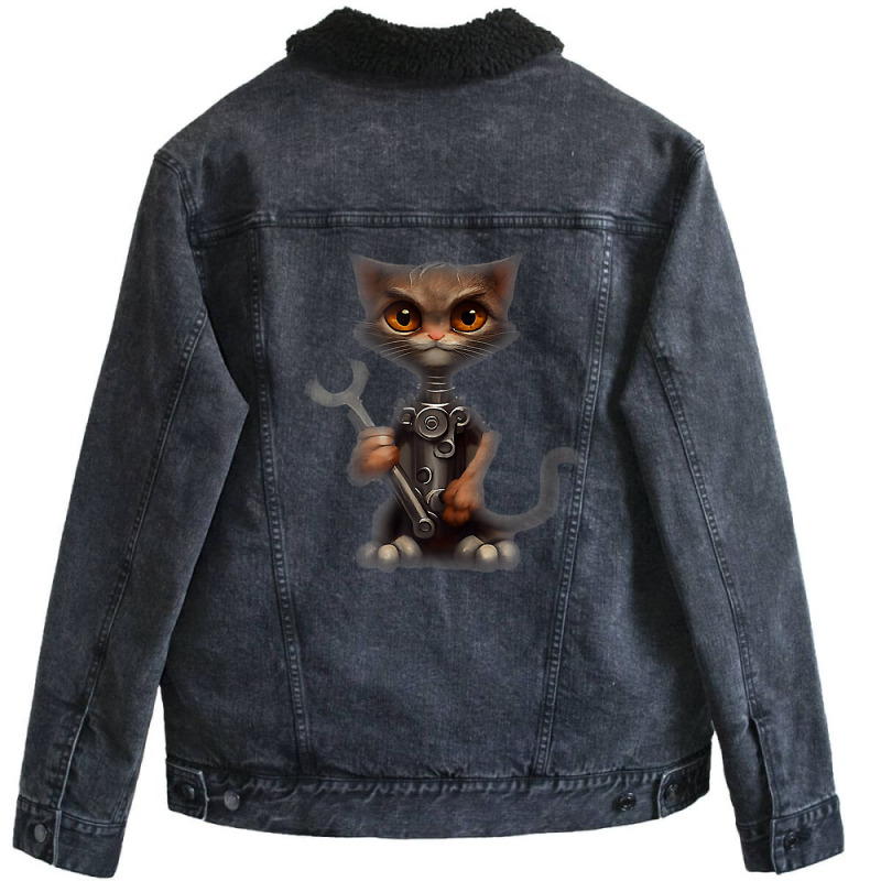 Cat Disguised Himself As A Socket Wrench T Shirt Unisex Sherpa-Lined Denim Jacket by alph0r9bang | Artistshot