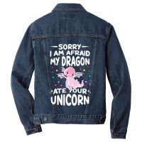 Sorry My Dragon Ate Your Unicorn 2 Men Denim Jacket | Artistshot