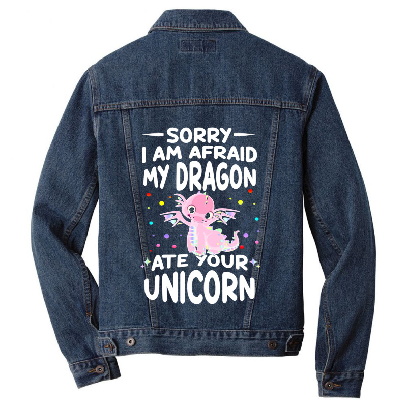 Sorry My Dragon Ate Your Unicorn 2 Men Denim Jacket by XAVIERESPREE | Artistshot