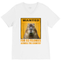 Capybara Mugshot Wanted For 93 Felonies Across The Country T Shirt V-neck Tee | Artistshot