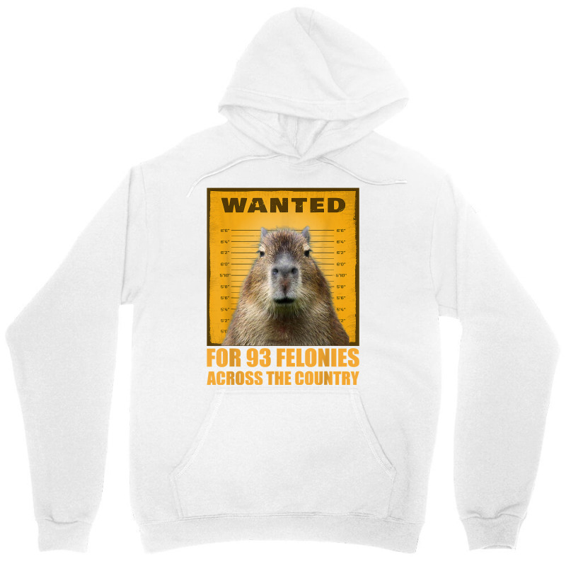 Capybara Mugshot Wanted For 93 Felonies Across The Country T Shirt Unisex Hoodie | Artistshot