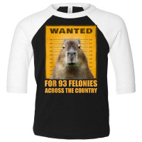 Capybara Mugshot Wanted For 93 Felonies Across The Country T Shirt Toddler 3/4 Sleeve Tee | Artistshot