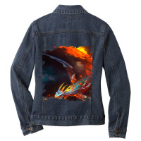 Space Dragon Breathing Fire 2 Ladies Denim Jacket | Artistshot