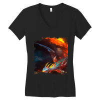 Space Dragon Breathing Fire 2 Women's V-neck T-shirt | Artistshot