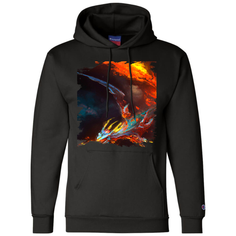 Space Dragon Breathing Fire 2 Champion Hoodie by XAVIERESPREE | Artistshot