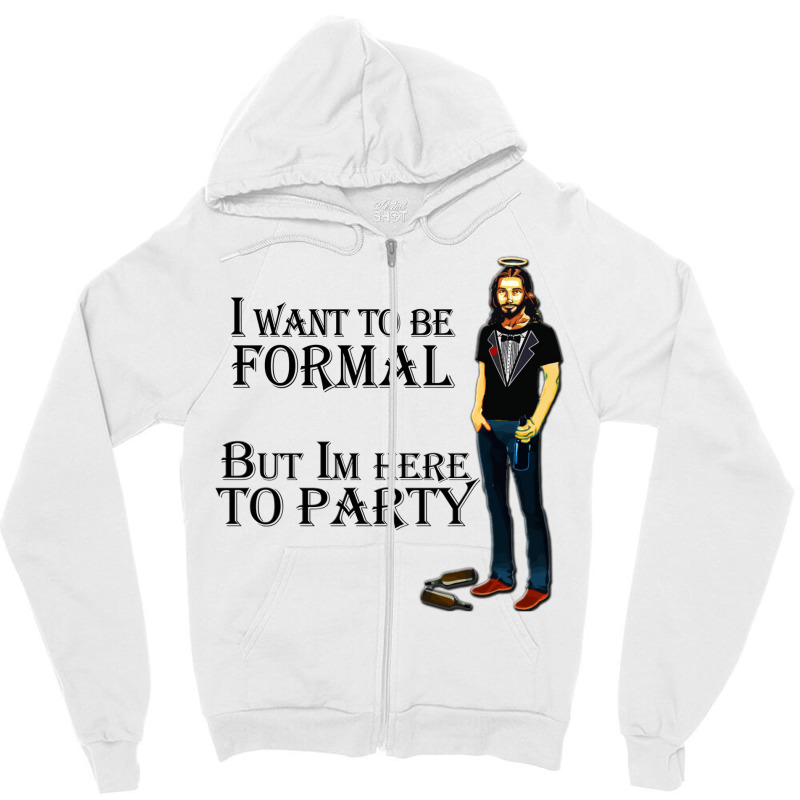 Jesus Parties Zipper Hoodie | Artistshot