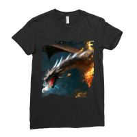 Space Dragon Breathing Fire Ladies Fitted T-shirt | Artistshot