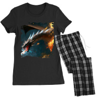 Space Dragon Breathing Fire Women's Pajamas Set | Artistshot