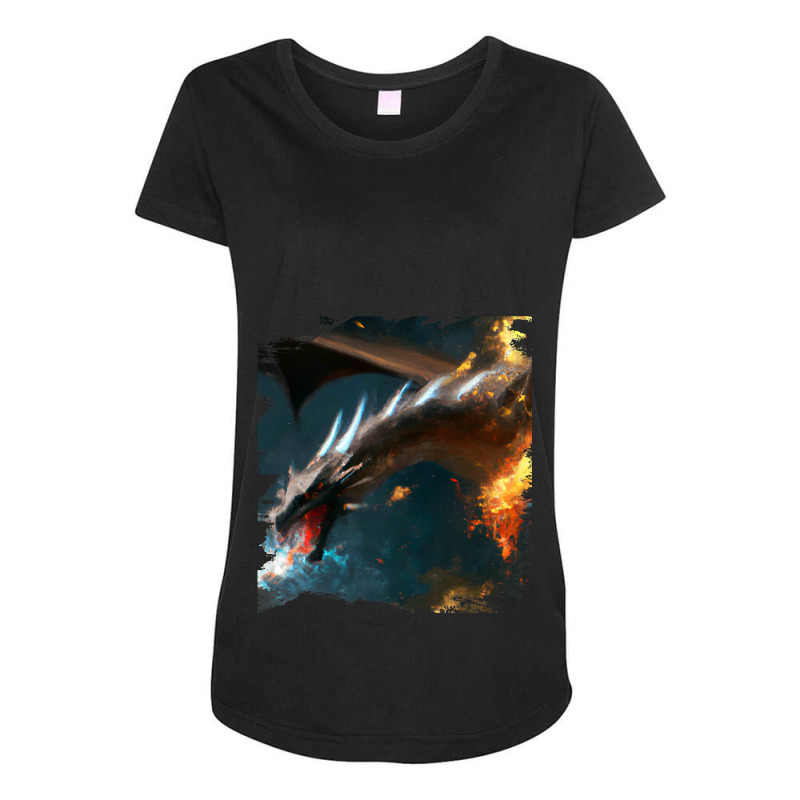 Space Dragon Breathing Fire Maternity Scoop Neck T-shirt by XAVIERESPREE | Artistshot