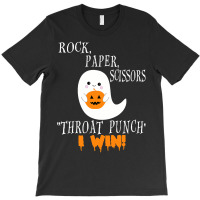 Funny Halloween Ghost Rock Paper Scissors Throat Punch I Win T-shirt | Artistshot