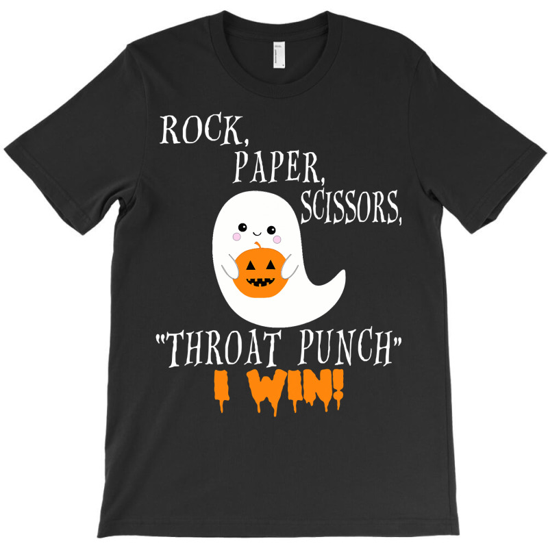 Funny Halloween Ghost Rock Paper Scissors Throat Punch I Win T-shirt | Artistshot