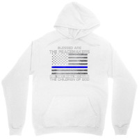 Blessed Are The Peacemakers Thin Blue Line Flag Police T Shirt Unisex Hoodie | Artistshot