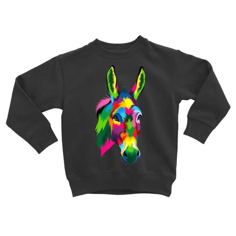 Donkey Head Colorful Art Animals Watercolor Painting Farm T Shirt Toddler Sweatshirt by prix5d5gosson | Artistshot