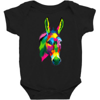 Donkey Head Colorful Art Animals Watercolor Painting Farm T Shirt Baby Bodysuit | Artistshot