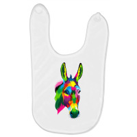 Donkey Head Colorful Art Animals Watercolor Painting Farm T Shirt Baby Bibs | Artistshot