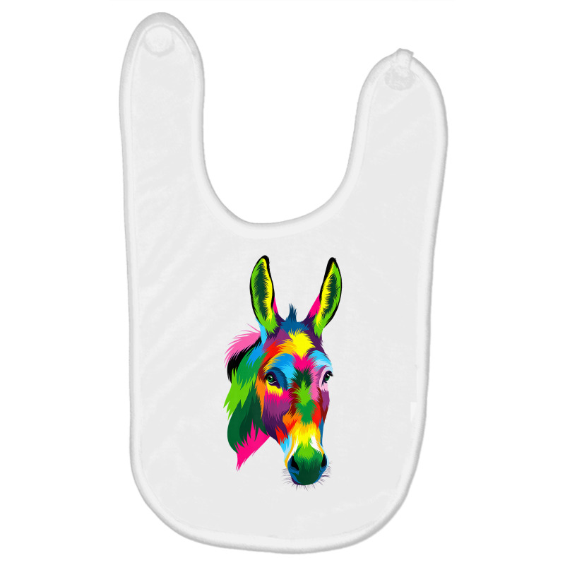 Donkey Head Colorful Art Animals Watercolor Painting Farm T Shirt Baby Bibs by prix5d5gosson | Artistshot