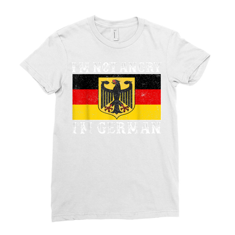 I'm Not Angry I'm German Funny Germany Flag Oktoberfest Gift T Shirt Ladies Fitted T-Shirt by jessen | Artistshot