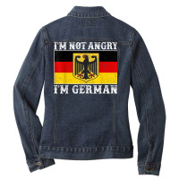 I'm Not Angry I'm German Funny Germany Flag Oktoberfest Gift T Shirt Ladies Denim Jacket | Artistshot