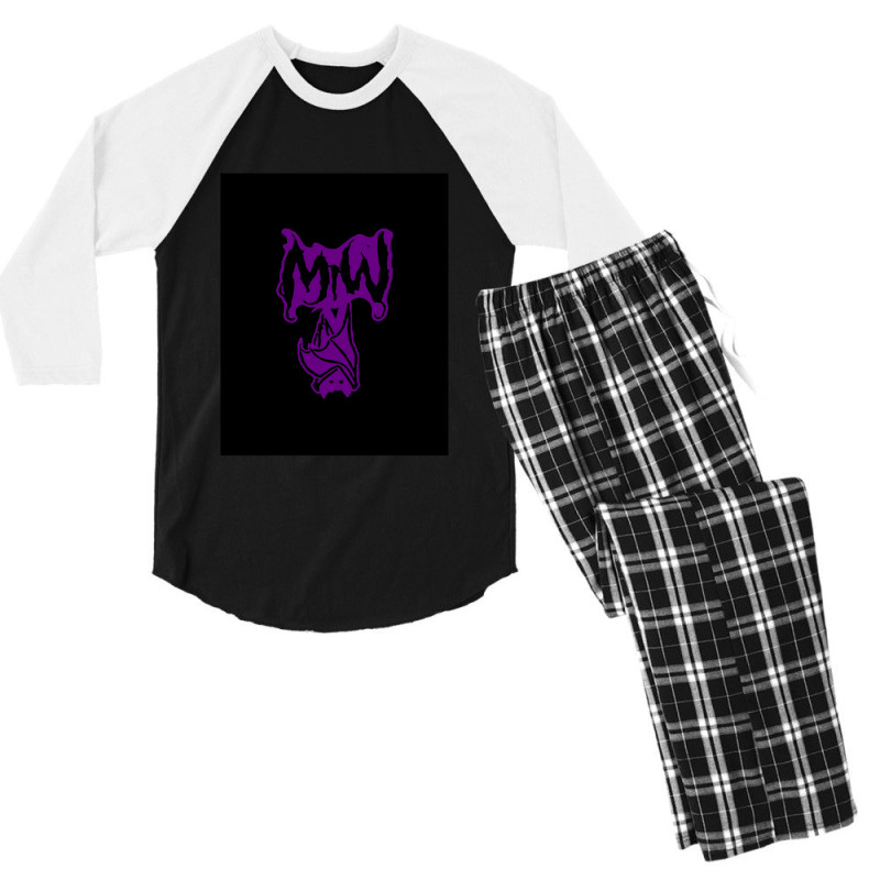 Bat Purple Motionless Men's 3/4 Sleeve Pajama Set | Artistshot