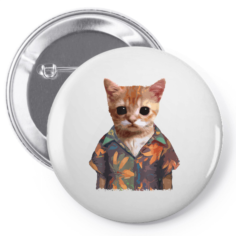 El Gato Meme Cat Cute Funny Elgato Wearing Hawaiian Shorts T Shirt Pin-back Button | Artistshot