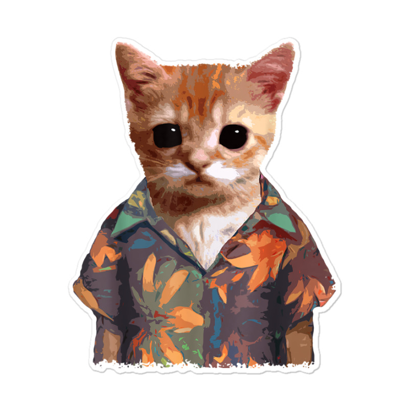 El Gato Meme Cat Cute Funny Elgato Wearing Hawaiian Shorts T Shirt Sticker | Artistshot