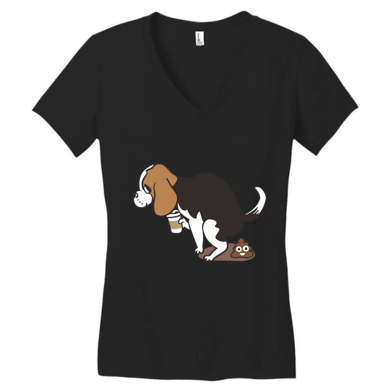 Limited Edition Coffee Makes Me Poop Beagle Women's V-Neck T-Shirt by hongquangd | Artistshot