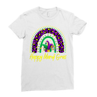 Happy Mardi Gras Leopard Rainbow Mardi Gras Carnival Parade T Shirt Ladies Fitted T-shirt | Artistshot