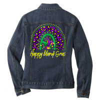 Happy Mardi Gras Leopard Rainbow Mardi Gras Carnival Parade T Shirt Ladies Denim Jacket | Artistshot