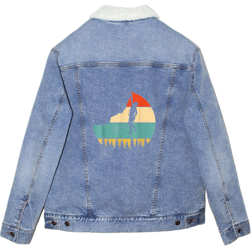 Rock Climbing Mountain Climber Rock Climbing Climber Mountain Boulderi Unisex Sherpa-lined Denim Jacket | Artistshot