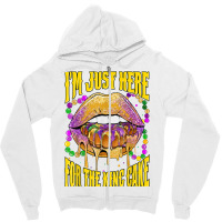 I'm Just Here For The King Cake Lips Mardi Gras Party T Shirt Zipper Hoodie | Artistshot