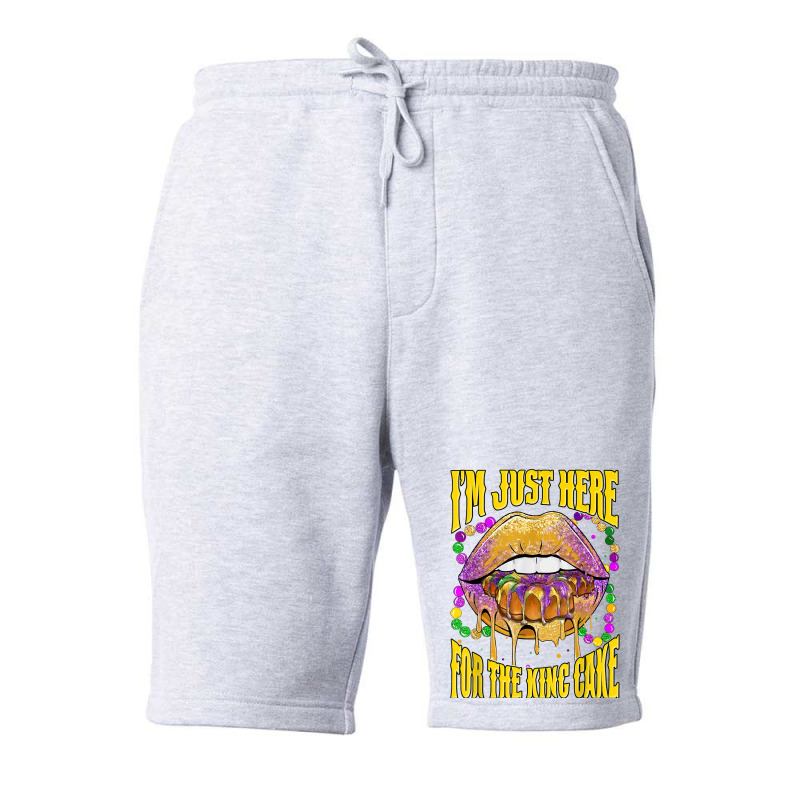 I'm Just Here For The King Cake Lips Mardi Gras Party T Shirt Fleece Short | Artistshot