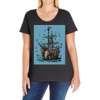 Trending Undersea Skeleton Pirate Musicians Ladies Curvy T-shirt | Artistshot