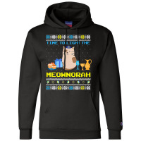 Light He Meownorah Jewish Cat Menorah Lover Ugly Chanukah T Shirt Champion Hoodie | Artistshot